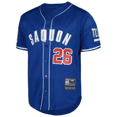 Shop Pro Standard Saquon Barkley Royal New York Giants Mesh Baseball Button-up T-shirt