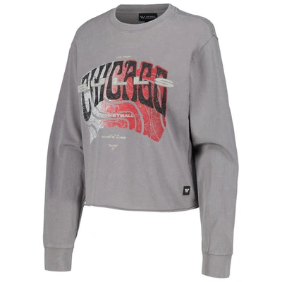Shop The Wild Collective Gray Chicago Bulls Band Cropped Long Sleeve T-shirt