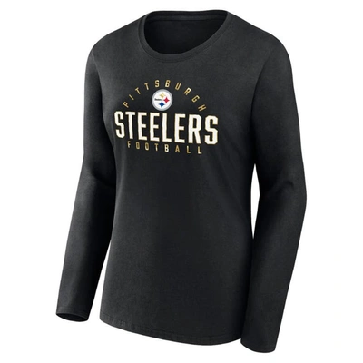 Shop Fanatics Branded Black Pittsburgh Steelers Plus Size Foiled Play Long Sleeve T-shirt