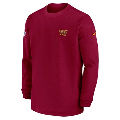 Shop Nike Burgundy Washington Commanders 2023 Sideline Throwback Heavy Brushed Waffle Long Sleeve Top