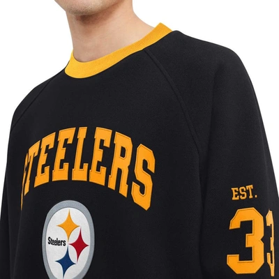Shop Tommy Hilfiger Black Pittsburgh Steelers Reese Raglan Tri-blend Pullover Sweatshirt