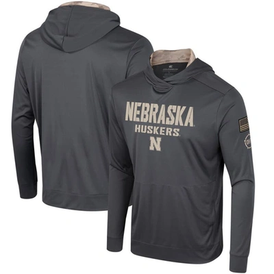 Shop Colosseum Charcoal Nebraska Huskers Oht Military Appreciation Long Sleeve Hoodie T-shirt