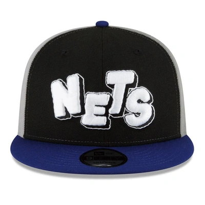 Shop New Era Youth   Black/navy Brooklyn Nets 2023/24 City Edition 9fifty Snapback Adjustable Hat