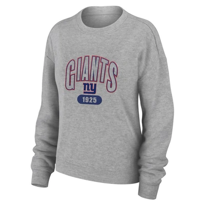 Shop Wear By Erin Andrews Heather Gray New York Giants Plus Size Knitted Tri-blend Long Sleeve T-shirt &