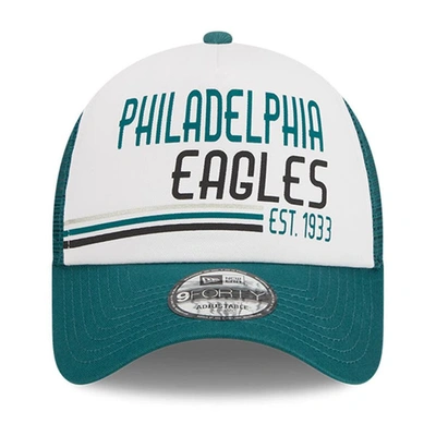 Shop New Era White/midnight Green Philadelphia Eagles Stacked A-frame Trucker 9forty Adjustable Hat