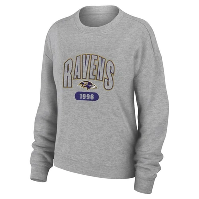 Shop Wear By Erin Andrews Heather Gray Baltimore Ravens Plus Size Knitted Tri-blend Long Sleeve T-shirt