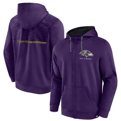 Shop Fanatics Branded  Purple Baltimore Ravens Defender Evo Full-zip Hoodie