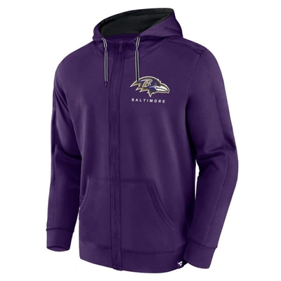 Shop Fanatics Branded  Purple Baltimore Ravens Defender Evo Full-zip Hoodie