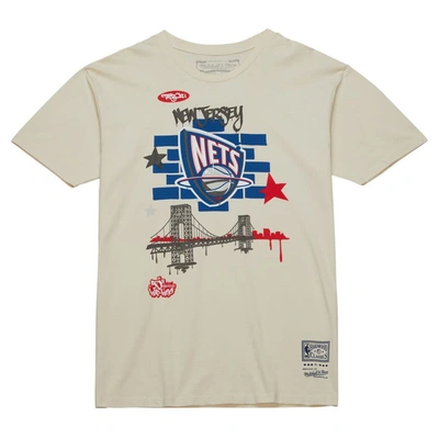 Shop Mitchell & Ness X Tats Cru Cream New Jersey Nets Hardwood Classics City T-shirt