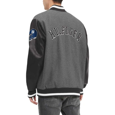 Shop Tommy Hilfiger Heather Gray/black New York Giants Gunner Full-zip Varsity Jacket
