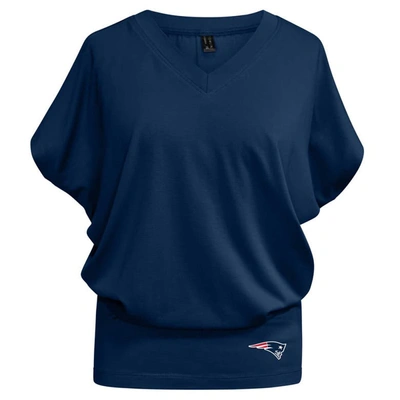 Shop Kiya Tomlin Navy New England Patriots Blousy V-neck T-shirt