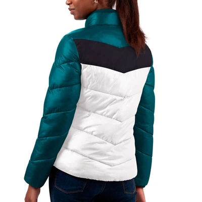 Shop G-iii 4her By Carl Banks White/green Philadelphia Eagles New Star Quilted Full-zip Jacket