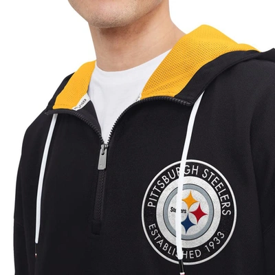 Shop Tommy Hilfiger Black Pittsburgh Steelers Aaron Quarter-zip Hoodie