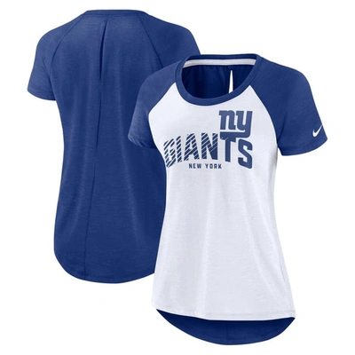 Shop Nike White/heather Scarlet New York Giants Back Slit Lightweight Fashion T-shirt