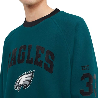 Shop Tommy Hilfiger Midnight Green Philadelphia Eagles Reese Raglan Tri-blend Pullover Sweatshirt