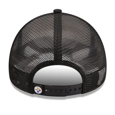 Shop New Era White/black Pittsburgh Steelers Stacked A-frame Trucker 9forty Adjustable Hat