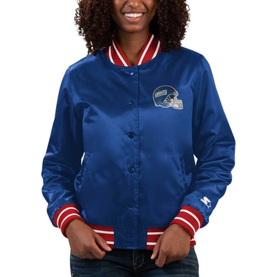 Shop Starter Royal New York Giants Full Count Satin Full-snap Varsity Jacket