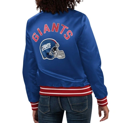 Shop Starter Royal New York Giants Full Count Satin Full-snap Varsity Jacket