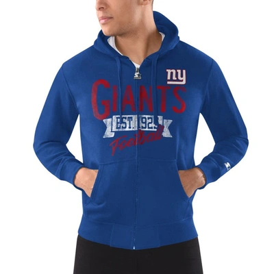 Shop Starter Royal New York Giants Domestic Post Season Full-zip Hoodie