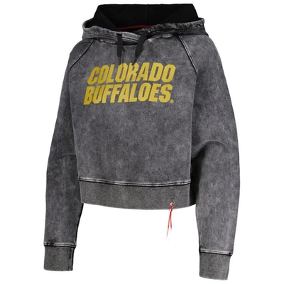 Shop Kadyluxe Black Colorado Buffaloes Vintage Wash Raglan Cropped Boxy Pullover Hoodie
