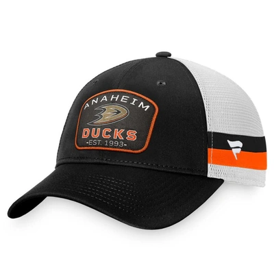 Shop Fanatics Branded Black/white Anaheim Ducks Fundamental Striped Trucker Adjustable Hat