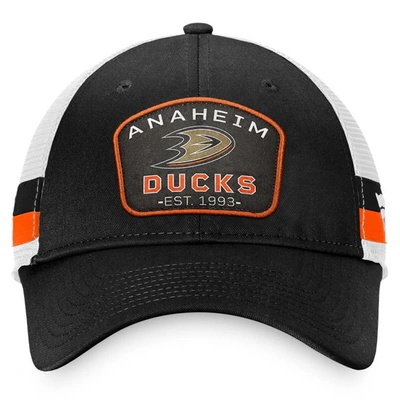 Shop Fanatics Branded Black/white Anaheim Ducks Fundamental Striped Trucker Adjustable Hat
