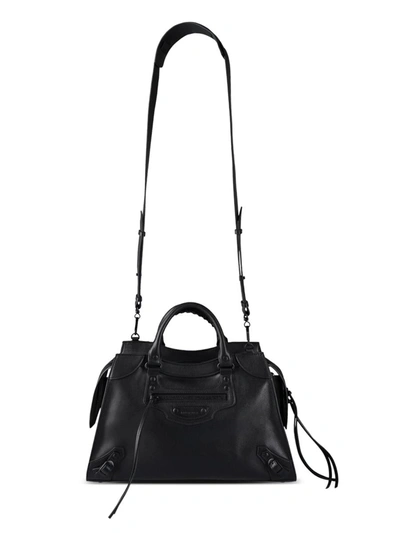 Shop Balenciaga Neo Cagole City Shoulder Strap Bags In Black