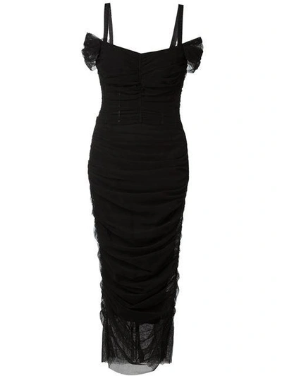 Shop Dolce & Gabbana Ruched Tulle Dress - Black