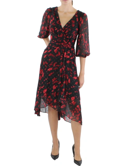 Shop Dkny Womens Chiffon Printed Midi Dress In Multi