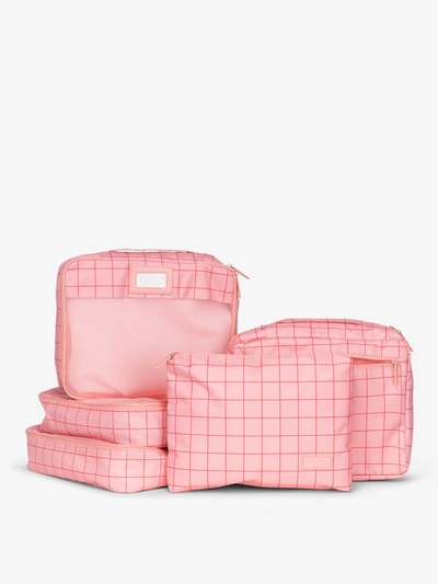 Shop Calpak Packing Cubes Set (5 Pieces) In Pink Grid