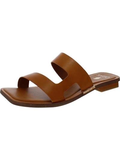 Shop Sarto Franco Sarto Emily Womens Leather Open Toe Slide Sandals In Brown