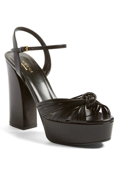 Shop Gucci 'allie' Platform Peep Toe Sandal (women) In Black