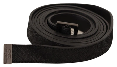 Costume National Black Leather Metal Buckle Waist Belt In Black
