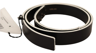 Shop Costume National Chic Black Leather Fashion Belt With White Women's Accents