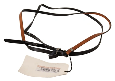 Costume National Brown Leather Silver Tone Buckle Belt In Brown