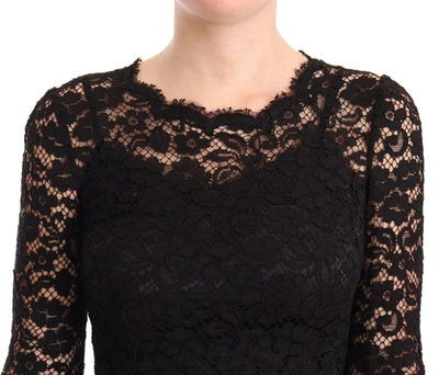 Dolce & Gabbana Black Cotton Lace Mermaid Long Sleeves Dress In Black