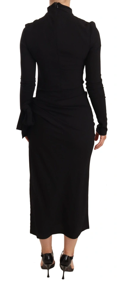 Shop Dolce & Gabbana Elegant Black Turtleneck Sheath Women's Dress