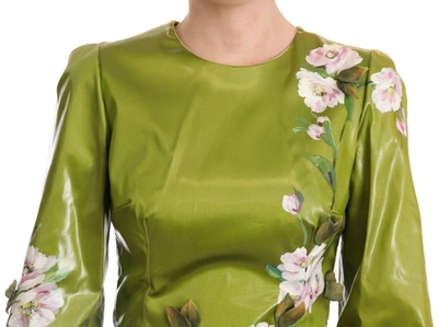 Shop Dolce & Gabbana Floral Elegance Midi Sheath Women's Dress In Green