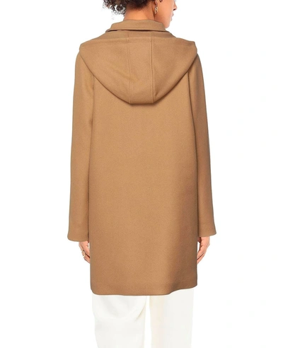 Shop Love Moschino Elegant Brown Wool Blend Coat With Golden Women's Accents