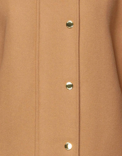 Shop Love Moschino Elegant Brown Wool Blend Coat With Golden Women's Accents