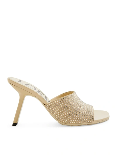 Loewe Beige Suede Petal Mules In Nude