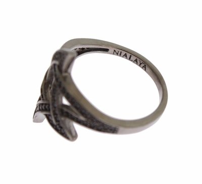 Shop Nialaya Chic Black Rhodium Silver Cz Crystal Women's Ring