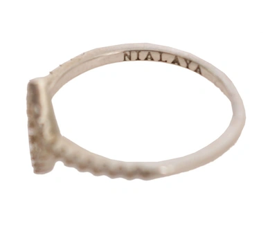 Shop Nialaya Elegant Silver Cz Crystal Studded Women's Ring