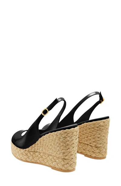 Shop Stuart Weitzman Island Espadrille Wedge Sandal In Black/ Natural