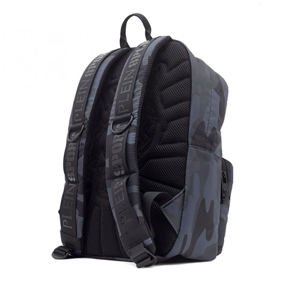 Shop Plein Sport Sleek Grey Tiger Print Men's Backpack In Gray