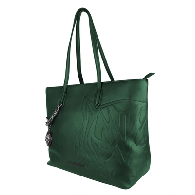 Shop Plein Sport Eco-chic Dark Green Shoulder Bag With Chain Women's Detail