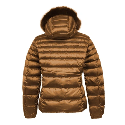 Shop Refrigiwear Elegant Padded Down Jacket With Fur Women's Hood In Brown