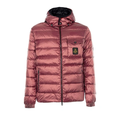Shop Refrigiwear Elegant Pink Hooded Jacket With Zip Men's Pockets In Red