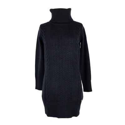 Shop Yes Zee Chic Turtleneck Knit Dress With Logo  Detail In Black