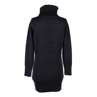 Shop Yes Zee Chic Turtleneck Knit Dress With Logo  Detail In Black